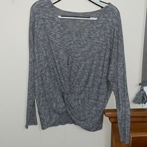American Eagle Grey Knotted, Tie-Front Sweater